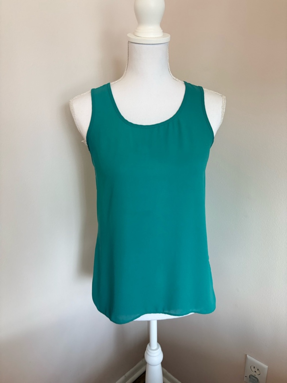 Express Teal Sleeveless Scoop Neck Tank With Open Back